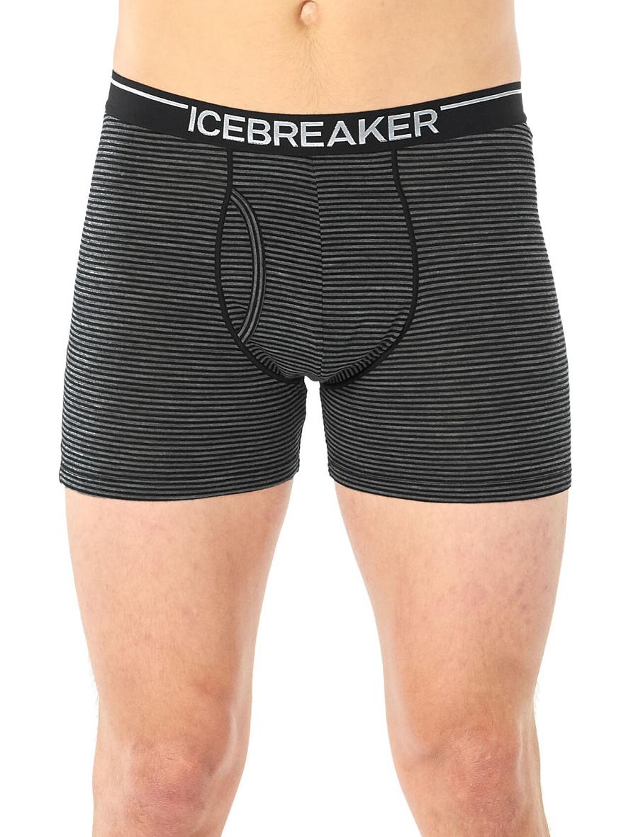 Men's Icebreaker Merino Anatomica Boxers With Fly 3 Pack Underwear Gritstone Heather | CA 1625EBCX